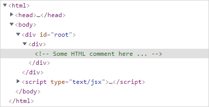 HTML comment created from JSX in React.