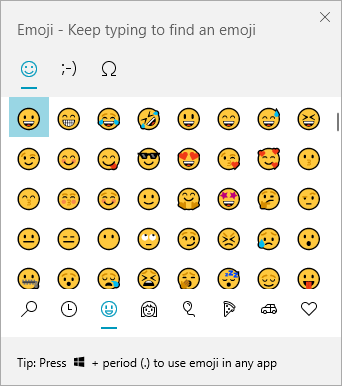 Emoji keyboard under Windows 10.