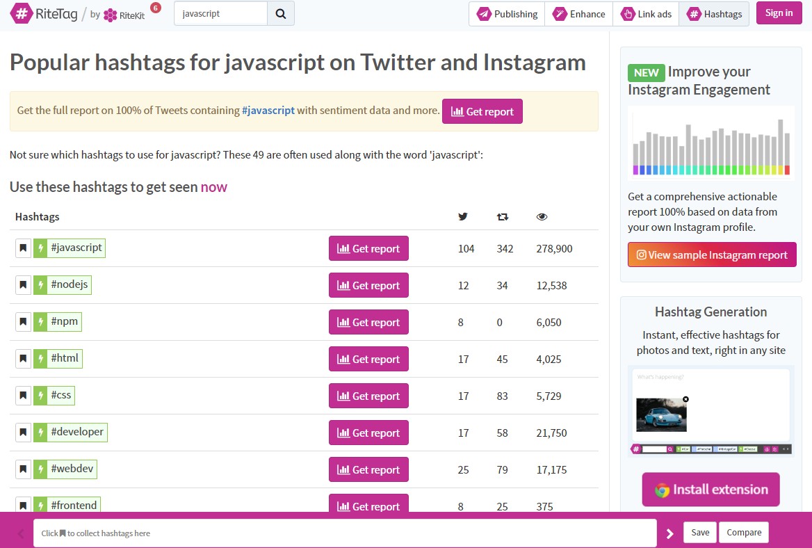 Popular hashtags for coding on Twitter and Instagram 🙂