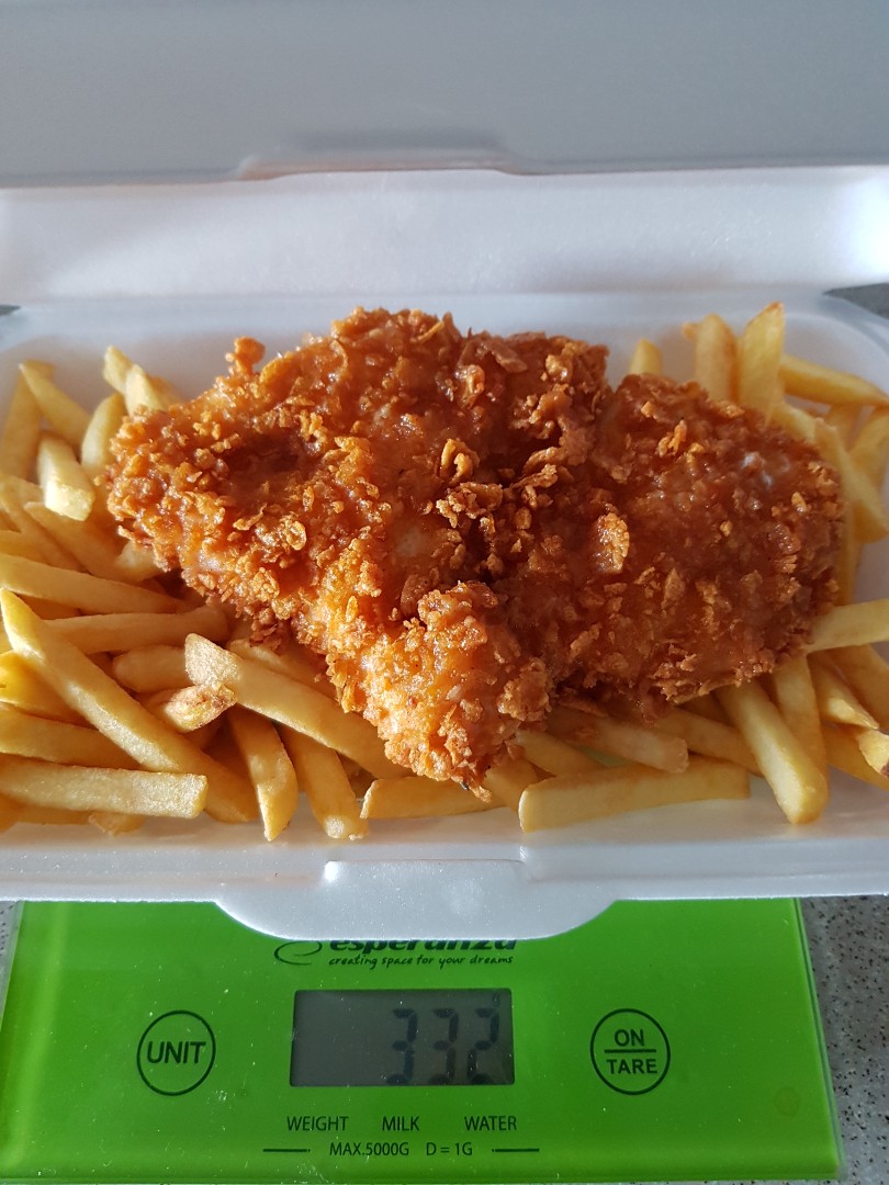 My lunch - fried chicken and chips 
