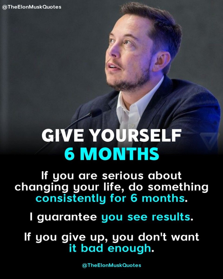 Give yourself 6 months - Elon Musk Quote