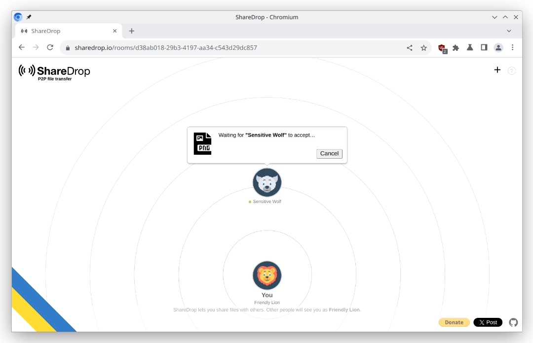 ShareDrop - secure peer-to-peer online file transfer